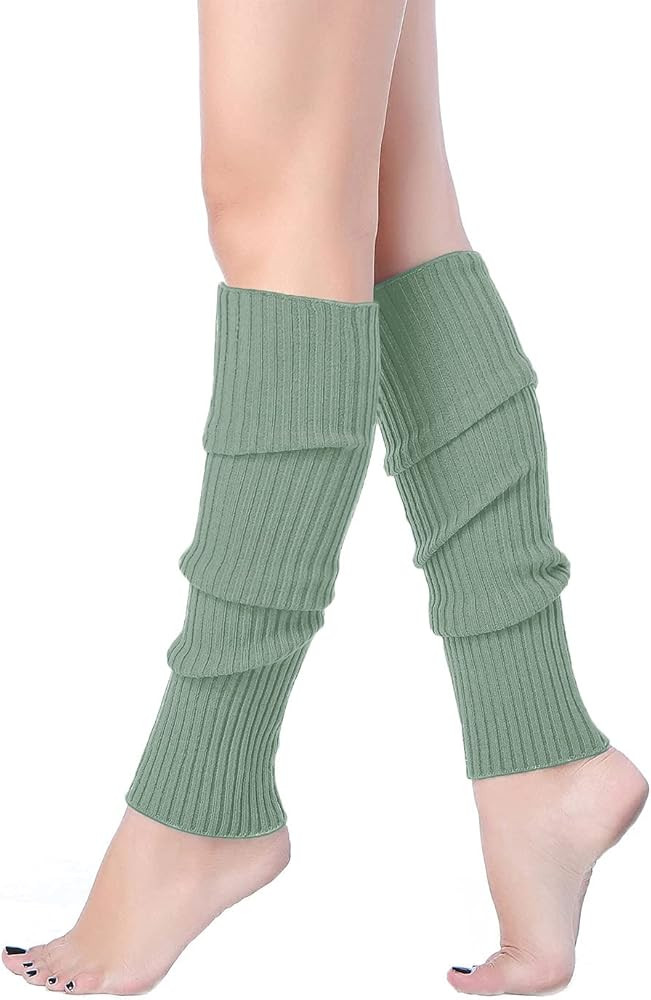v28 Women Warm Leg Warmers 80s Retro Party Costume Knit Ballet Neon Long Socks | Amazon (US)