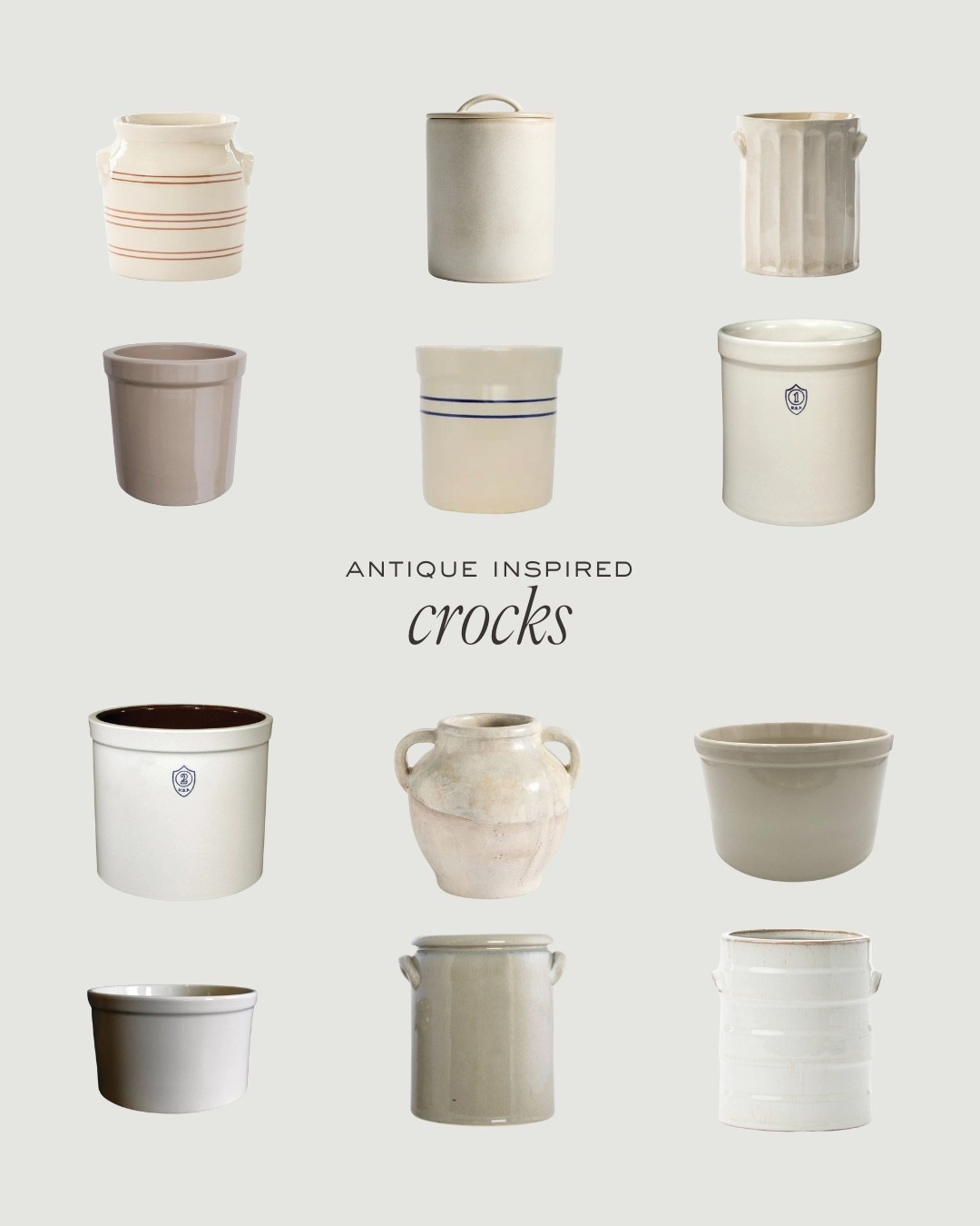 I usually like to source antique crocks and bowls from thrift and antique shops but sometimes it’s hard to find what you’re looking for! Here are a few crocks that have the antique feel  

#LTKHome