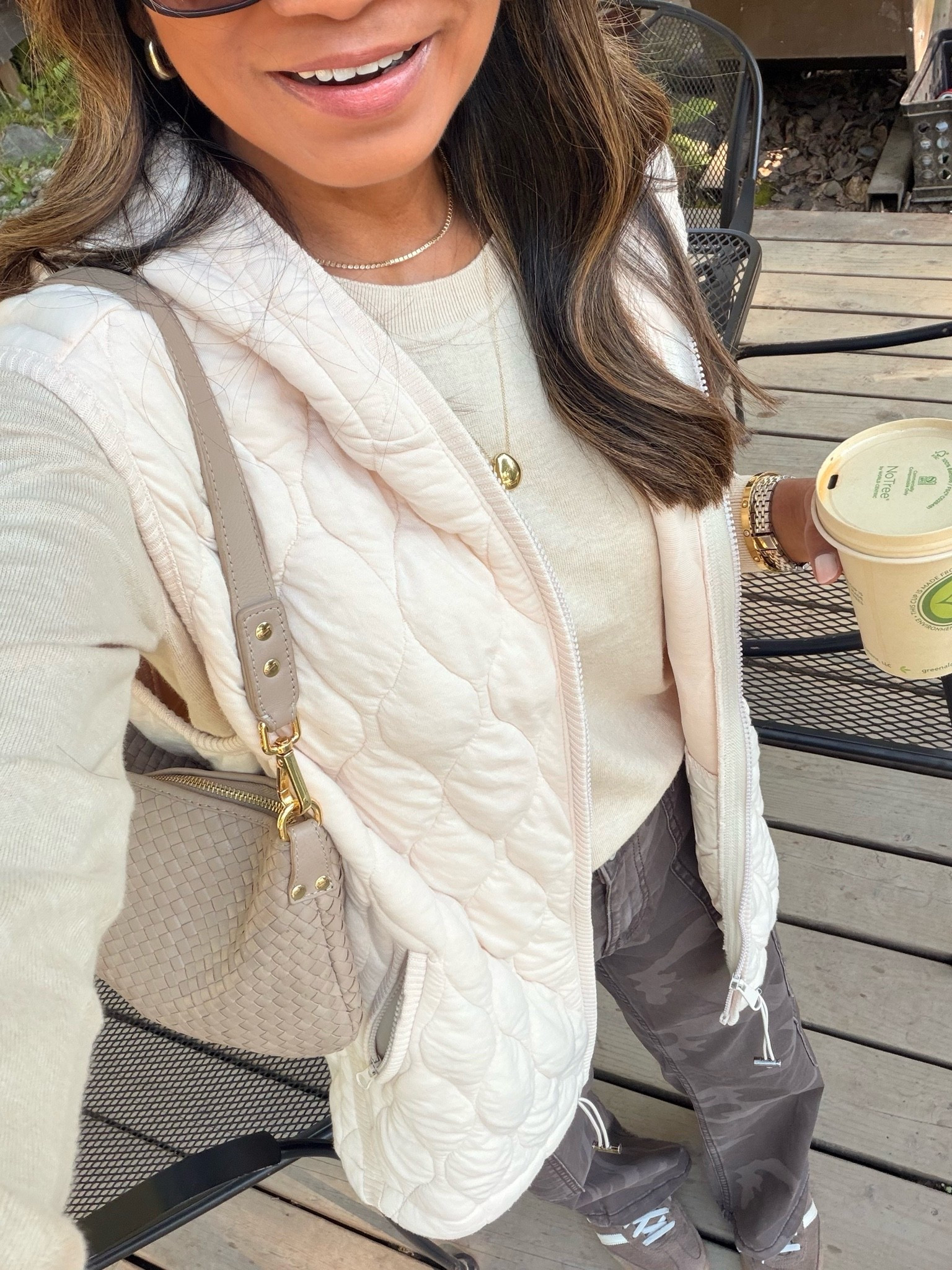 I’m 5’2” 118#ish for reference 
Vest in small tts -Beige
Pants in size XS -short length. I linked the Bandanna Print which looks very similar to the Camo Brown. 
Cashmere Sweater  in small tts.
Adidas sneakers  size down. 

Fall outfit, fall fashion, Alaska vacation  outfit, Amazon finds, over 50 style, midlife fashion, petite fashion,midlife women, affordable fashion, fashion over40

#LTKPetite #LTKOver40 #LTKTravel