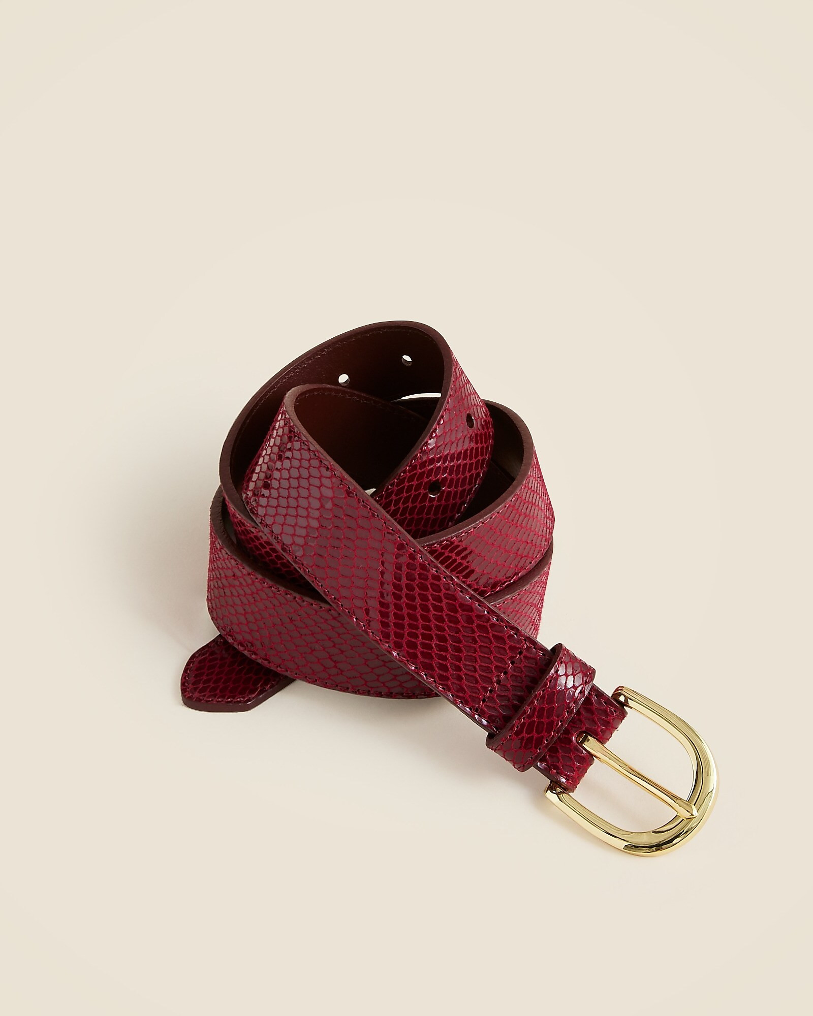 Snake-embossed Italian patent leather belt | J. Crew US