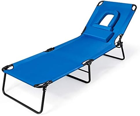 Goplus Folding Lounge Chair for Beach Poolside Balcony Patio, Portable Recliner w/Tanning Face Do... | Amazon (US)