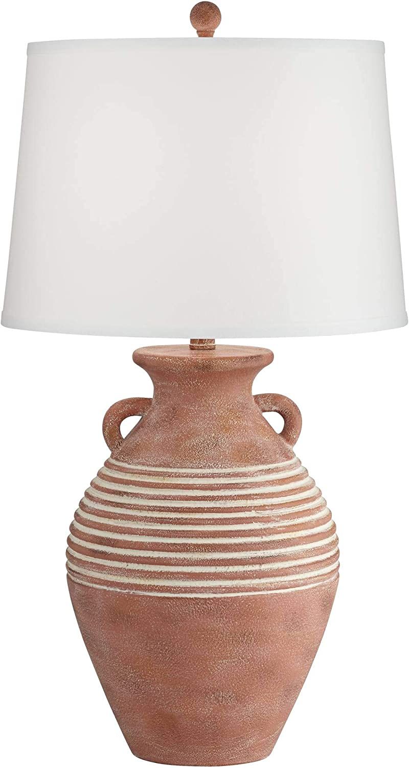 Sierra Rustic Southwestern Style Jug Table Lamp 30" Tall Red Brown Sandstone Linen Drum Shade Dec... | Amazon (US)