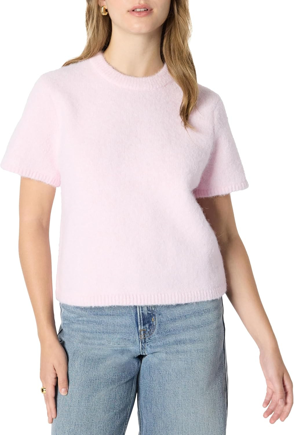 Amazon Essentials Women's Relaxed-Fit Faux Mohair Short Sleeve Sweater Top | Amazon (US)