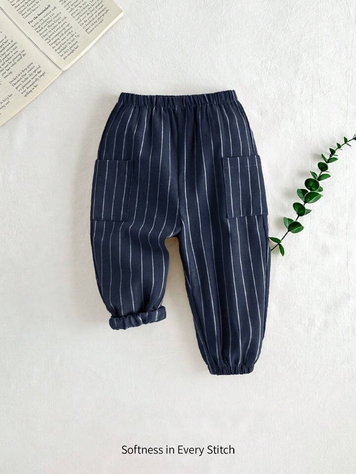 Cozy Pixies Baby Boy Colorful Stripe Elastic Waist Pocket Casual Pants | SHEIN