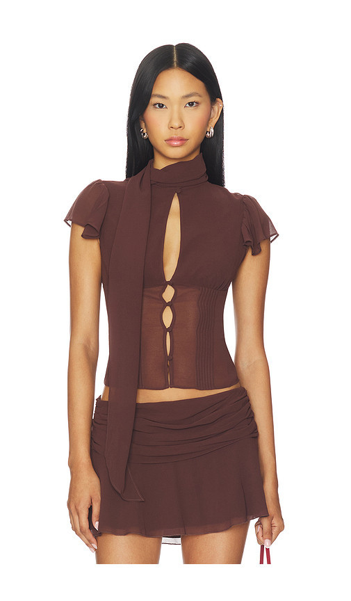 GUIZIO Ara Top in Brown. Size XXL. Also in L, M, XL, XS, XXS. | Revolve Clothing (Global)