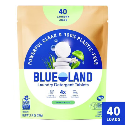 Blueland Fresh Dew HE Deep Cleaning Concentrated Laundry Detergent Tablets 40 Pacs - 8oz: Dermatologist Tested, Hypoallergenic, Resealable Bag | Target
