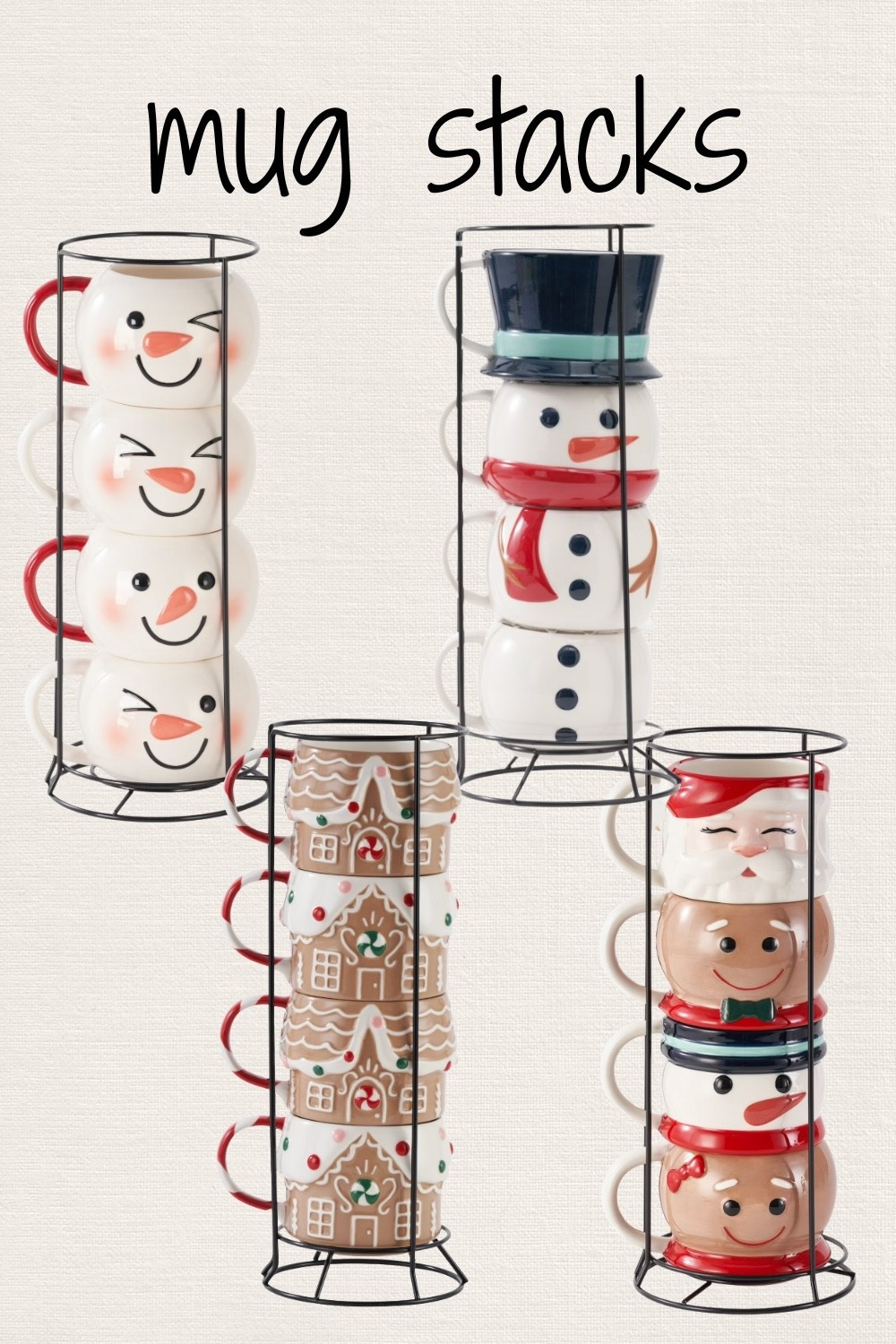 Christmas mug stacks! Santa, snowman, gingerbread hot chocolate mugs. $12

#LTKSeasonal #LTKHoliday #LTKHome