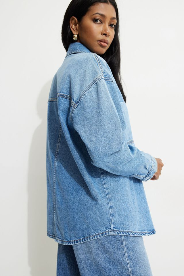 Buttoned Denim Overshirt | Dynamite Clothing