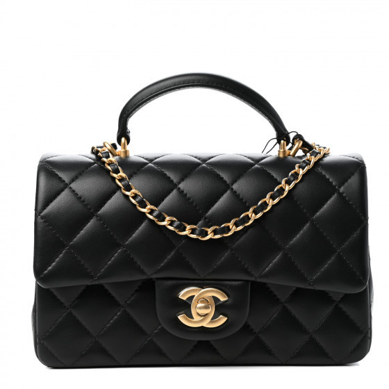 CHANEL

Lambskin Quilted Mini Top Handle Rectangular Flap Black | Fashionphile