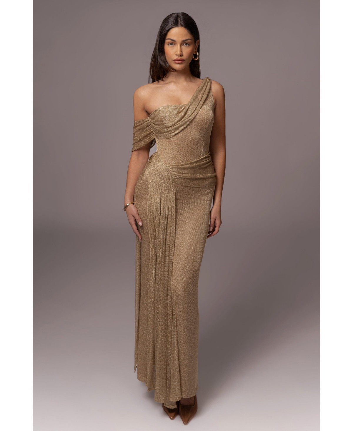 Jluxlabel Draped Metallic Maxi Dress - Gold | Macy's