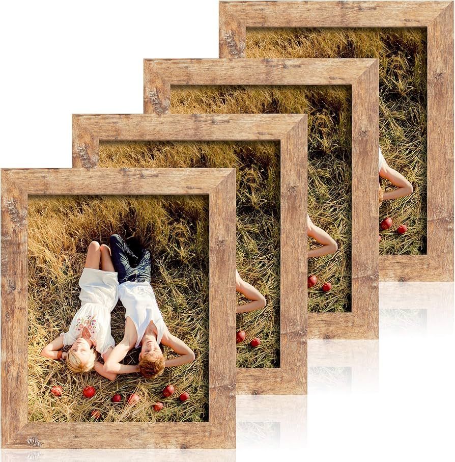 4 Pack 8x10 Picture Frame Rustic Brown Set with High Definition Glass Photo Frames for Desktop Di... | Amazon (US)