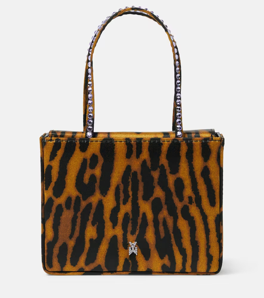Amina Muaddi Superamini leopard-print satin tote bag | Mytheresa (INTL)
