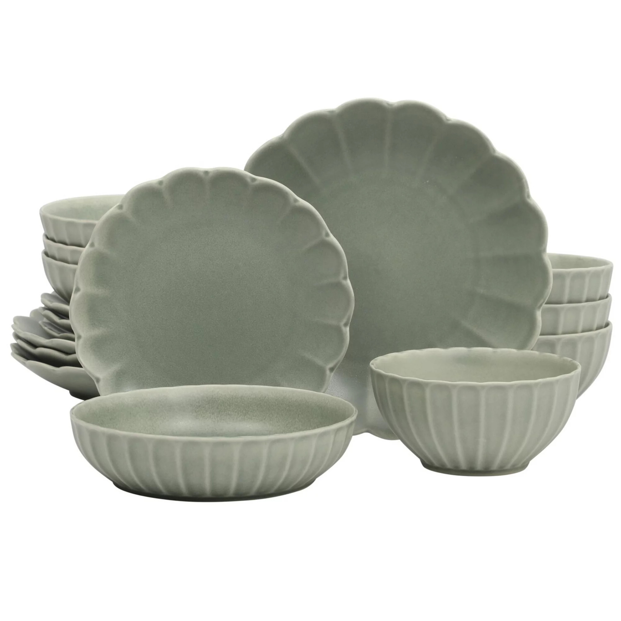 Gibson Elite Malibu Shore 16 Piece Scallop Stoneware Reactive Glaze Ceramic Dinnerware Set | Kohl's