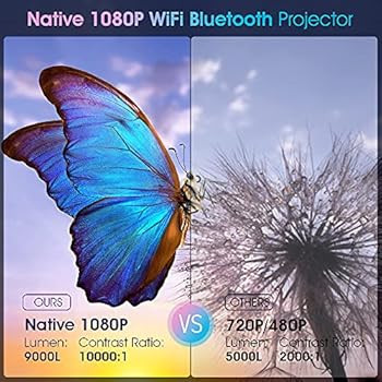WiFi Bluetooth Projector, DBPOWER 9000L HD Native 1080P Projector, Zoom & Sleep Timer Support Out... | Amazon (US)