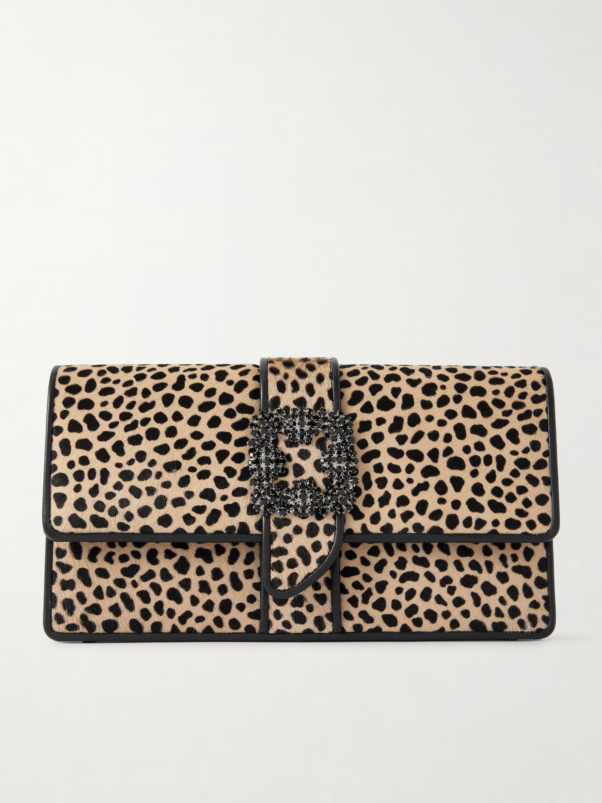 Manolo Blahnik - Capri Leopard-print Calf Hair And Leather Clutch - Animal print | NET-A-PORTER (US)