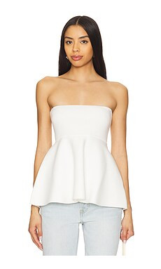 Line & Dot Isadore Knit Sweater Peplum Top in Ivory from Revolve.com | Revolve Clothing (Global)