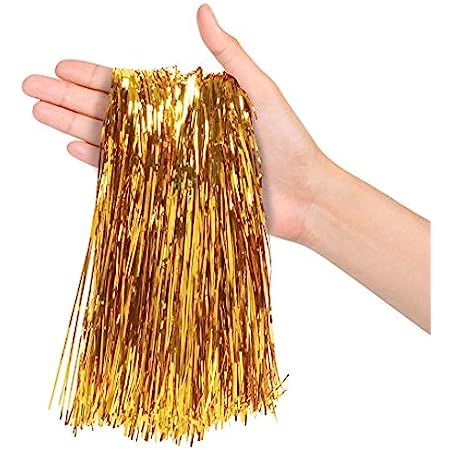 PEPPERLONELY 2000 Strands Icicles Tinsel Tree Christmas Decorations, Gold | Amazon (US)