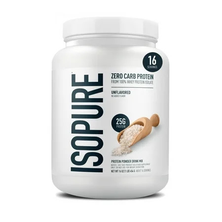 Isopure Zero Carb 100% Whey Protein Isolate Unflavored Protein Powder, 25g, 16 Servings | Walmart (US)