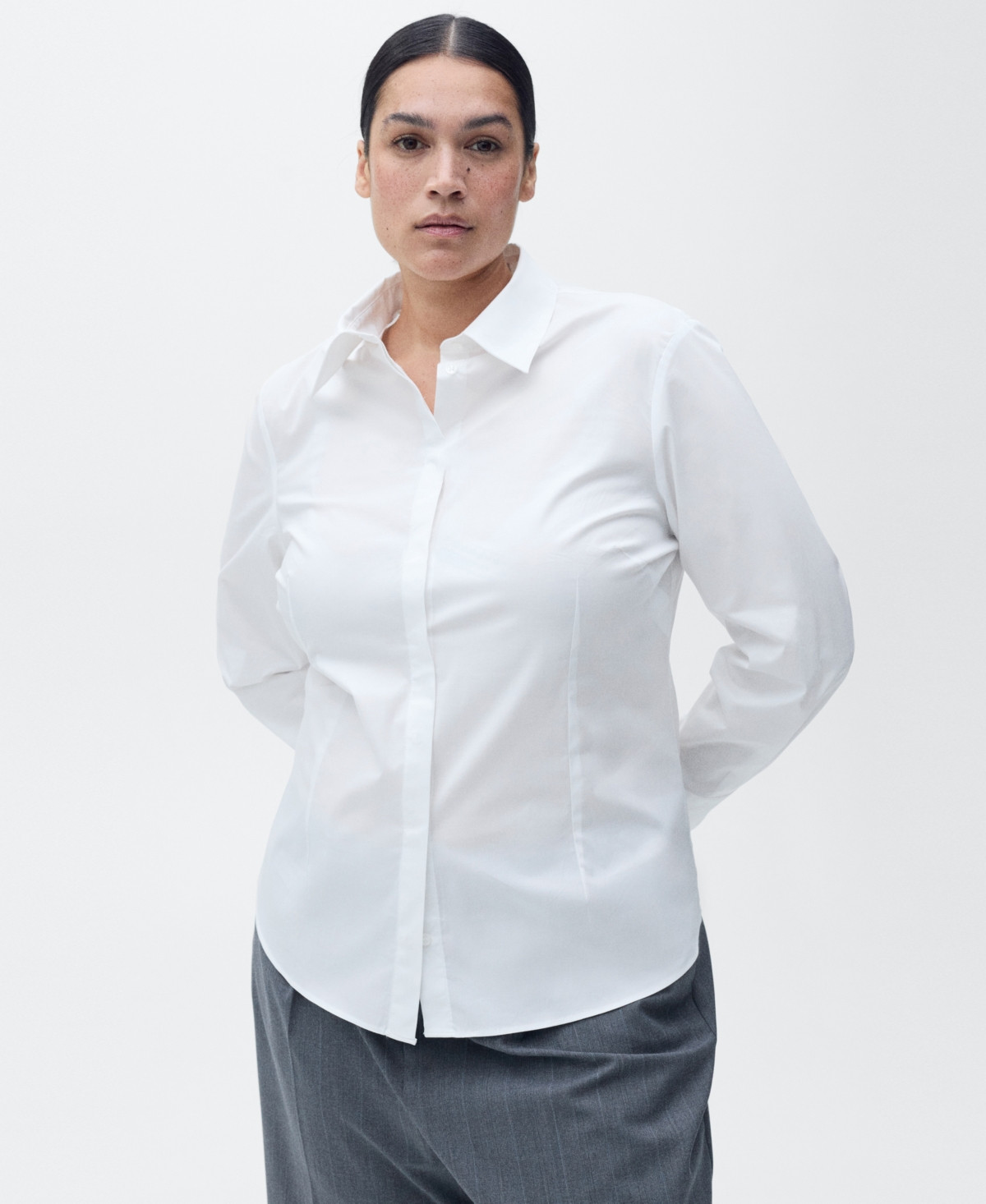 Mango Women's Fitted Cotton Shirt - White | Macy's