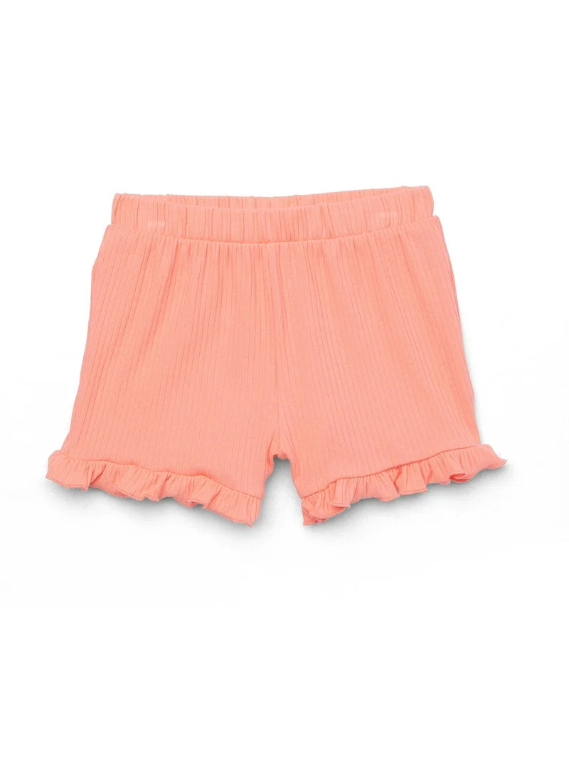 Garanimals Toddler Girl Ruffle Solid Rib Shorts, Sizes 18M-5T | Walmart (US)