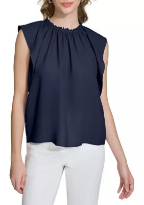 Calvin Klein Women's Solid Flutter Sleeve Chiffon Blouse, Small | Belk
