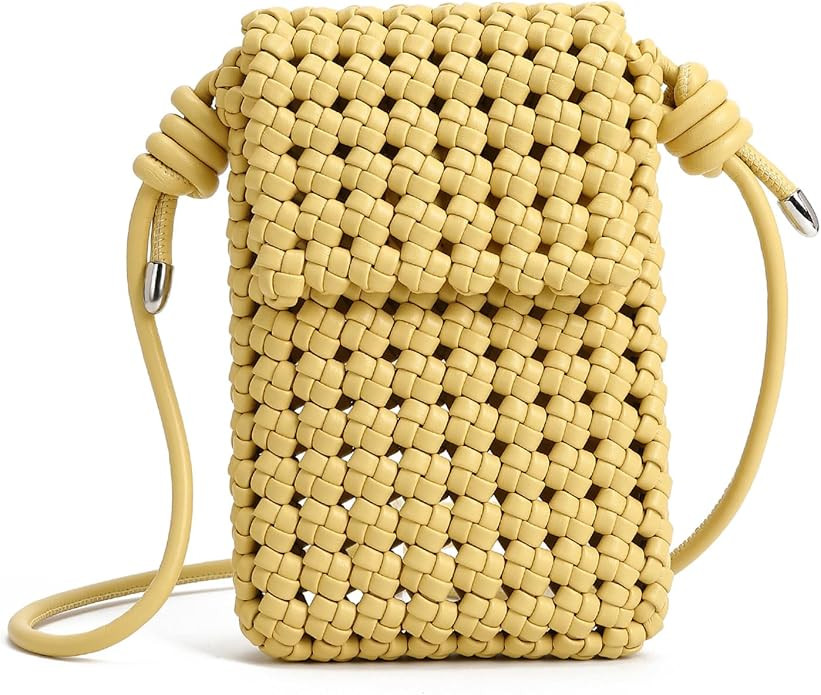 Woven Faux Leather Crossbody Phone Bag for Women, Small Sling Shoulder Purse Trendy Summer Bag wi... | Amazon (US)