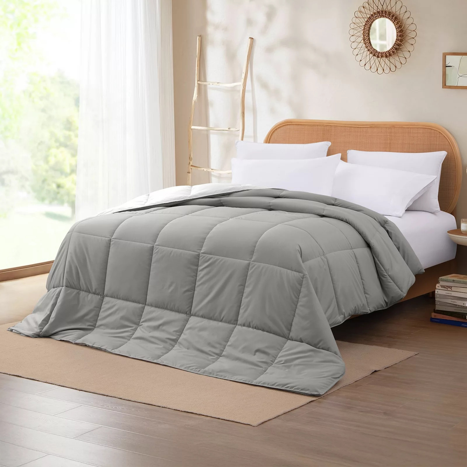 Modern Threads Solid Down-Alternative Reversible Comforter, Gray | Kohl's