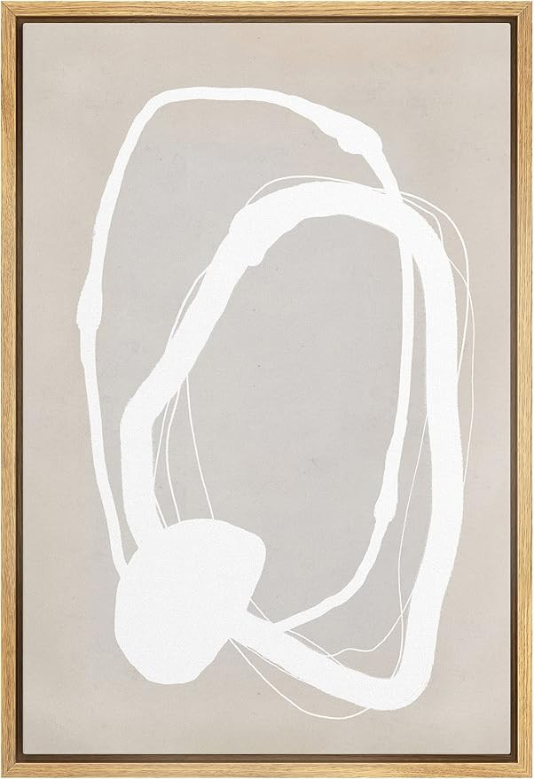 SIGNWIN Framed Canvas Print Wall Art Tan White Mid-Century Paint Strokes Abstract Shapes Illustra... | Amazon (US)