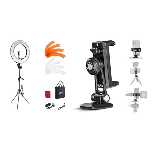 NEEWER Ring Light 18inch Kit: 55W 5600K Professional LED with Stand and Phone Holder for Tattoo Lash Barber Makeup Video Photography Lighting, RL-18 with Phone Tripod Mount Adapter | Amazon (US)