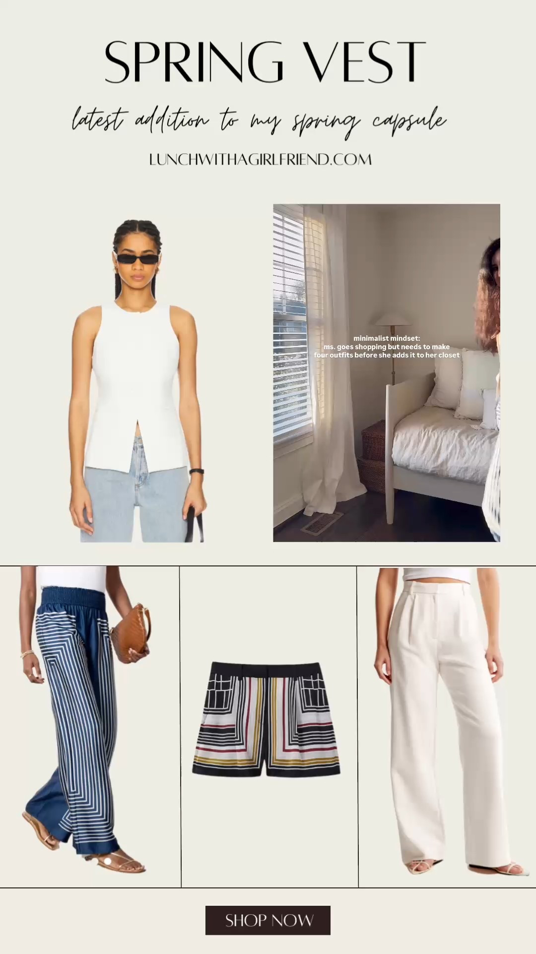 Good American Vest, the latest addition to my spring capsule 

I’m 5’5” 128 lbs and typically wear size 25 bottoms and xs tops
Vest: xs runs TTS
Navy geometric pants: sized up to small
Shorts: US 0/UK 4
Ivory Dress Pants: 26L sized up for length 

#LTKWorkwear #LTKSeasonal #LTKStyleTip