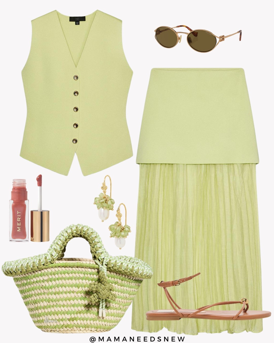 A summer outfit with a matching vest and skirt set, raffia bag, sandals 💚

#LTKShoeCrush #LTKStyleTip #LTKSaleAlert