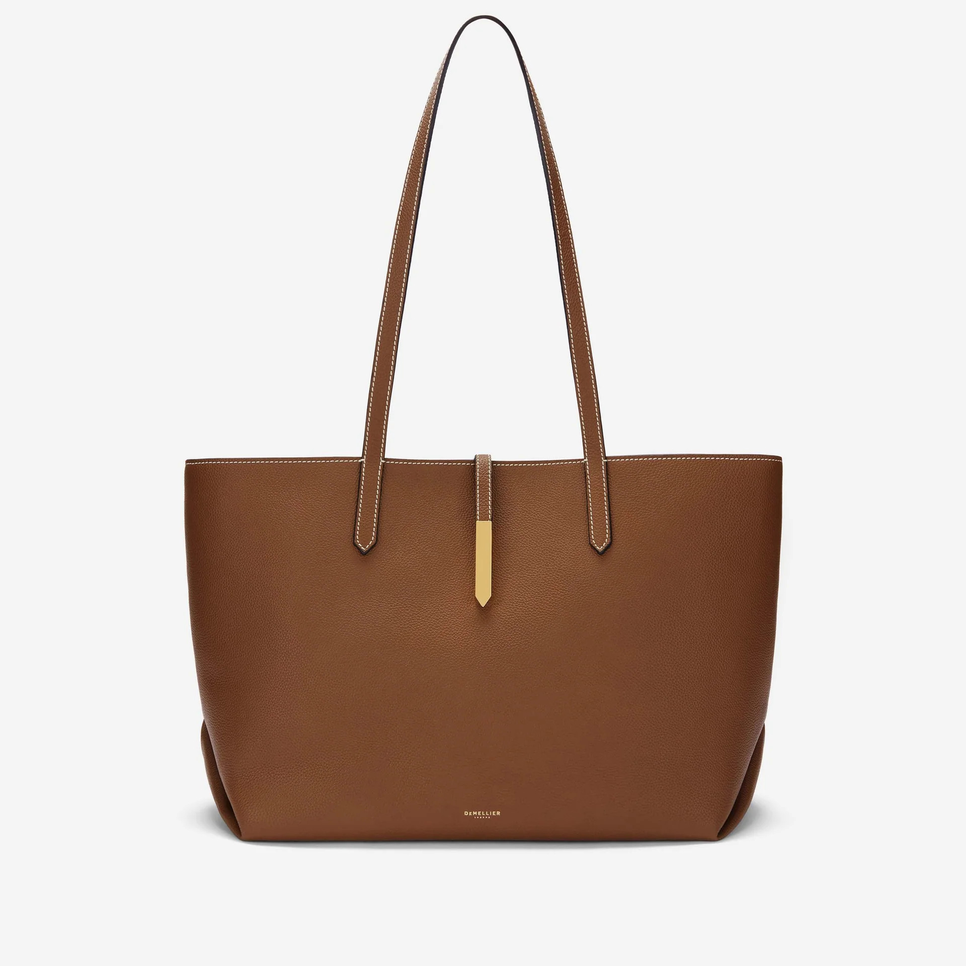The Tokyo Tote | Tan Small Grain Ecru Stitching | DeMellier | DeMellier