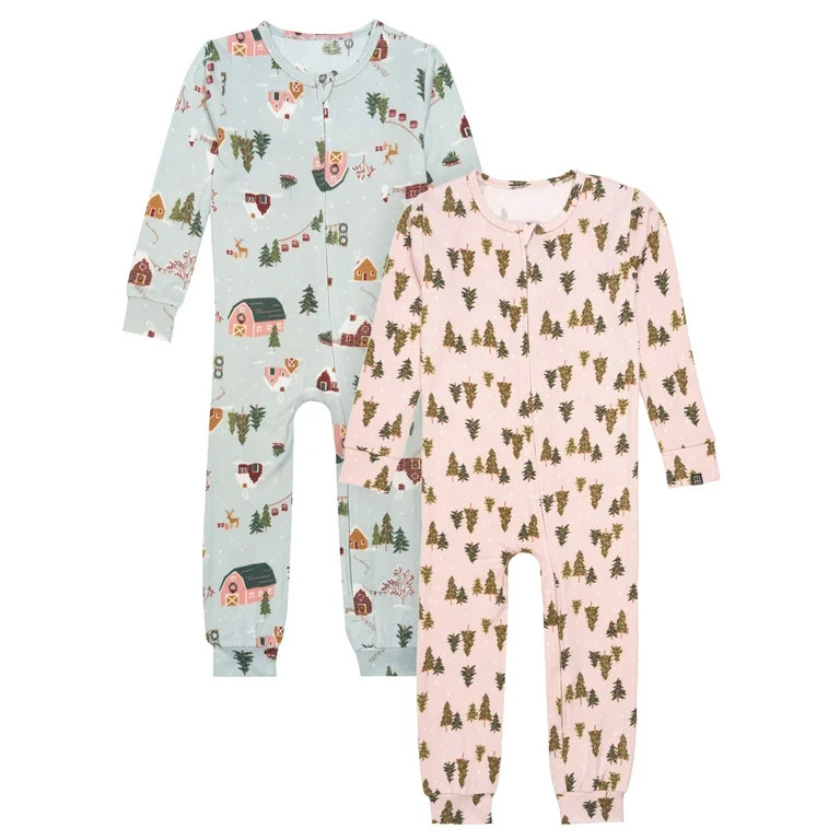 Modern Moments by Gerber Toddler Neutral Super Soft Hacci One-Piece Pajamas, 2-Pack, Sizes 12M-5T... | Walmart (US)