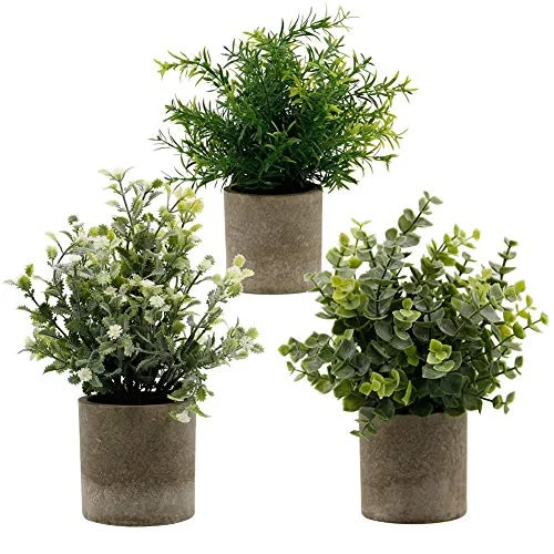 Zcaukya Small Potted Artificial Plants, Artificial Eucalyptus Plants Fake Rosemary White Baby's B... | Walmart (US)