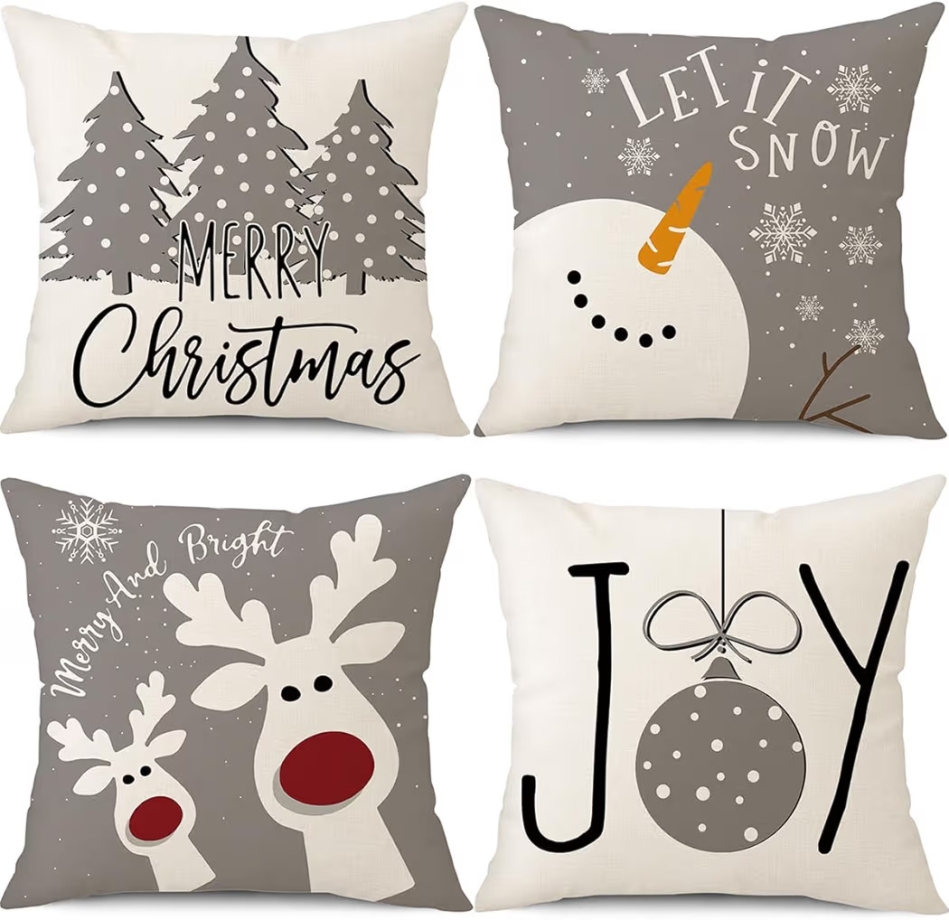 PSDWETS Christmas Pillow Covers 18x18 Set of 4 Christmas Decorations Snowman Deer Tree Winter Hol... | Amazon (US)
