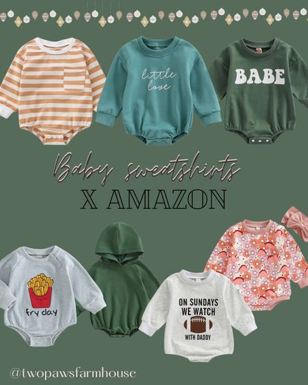 Baby sweatshirt rompers from Amazon! I love to pair these sweatshirt onesies with some knee or thigh high stockings! 

#LTKGiftGuide #LTKbaby #LTKkids