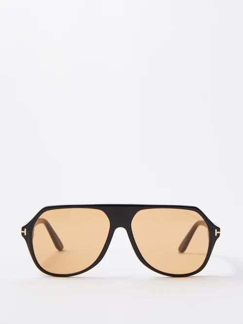 Tom Ford Eyewear - Hayes Aviator Acetate Sunglasses - Mens - Black Multi | Matches (US)