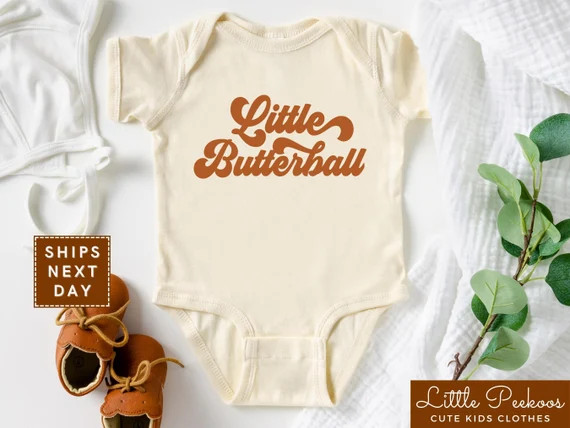 Little Butterball Retro Natural Onesie® Retro Thanksgiving - Etsy | Etsy (US)