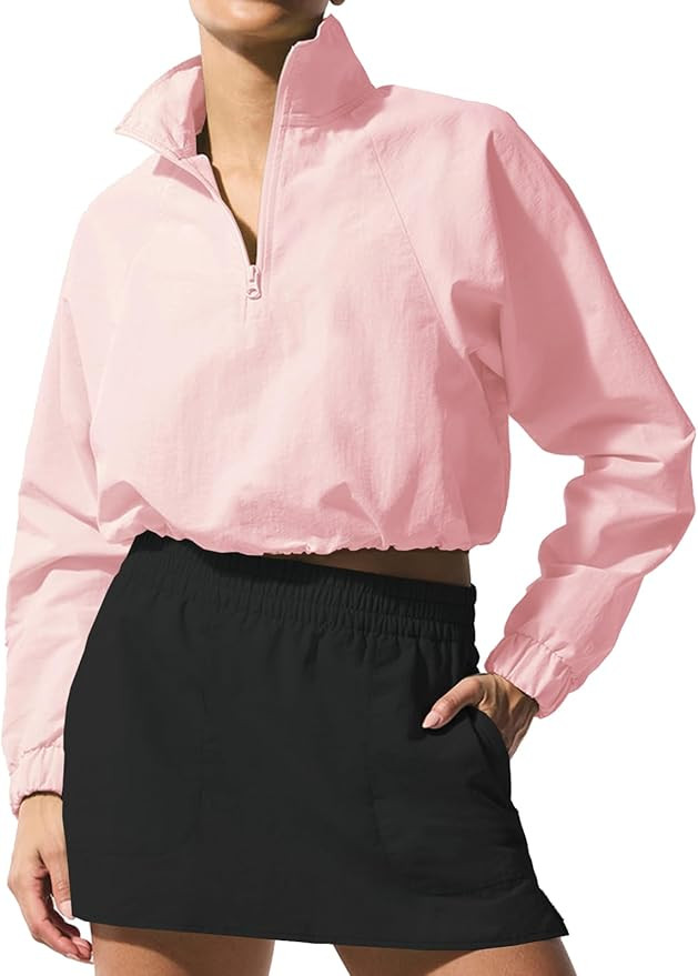 INFITTY Women's Lightweight Jacket Cropped Long Sleeve Workout Tops Quarter Zip Pullover Athletic... | Amazon (US)