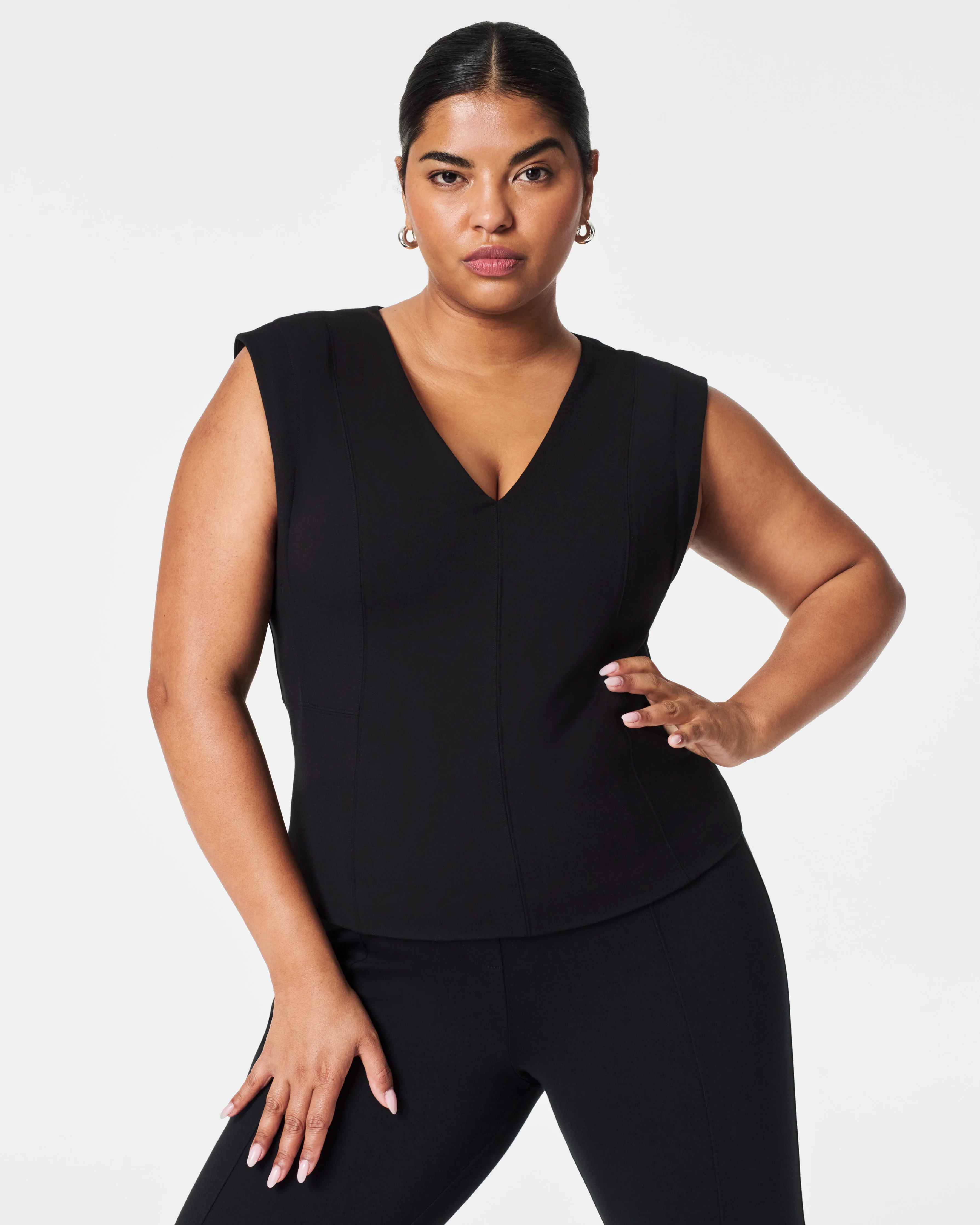 The Perfect V-Neck Seamed Top | Spanx