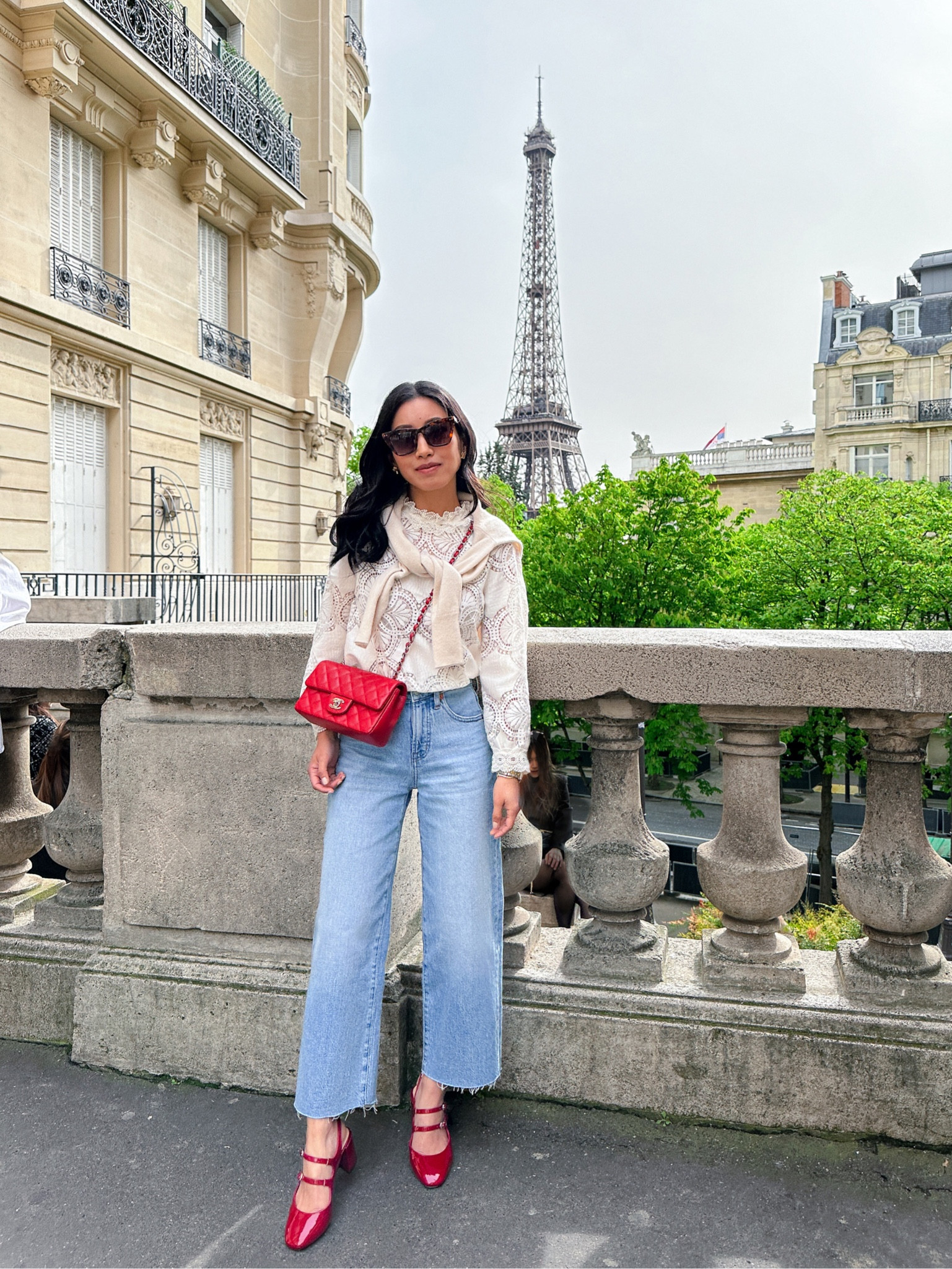 Code LTK20 for 20% off my jeans this weekend. Just ordered them in the off white color as well! 

• Amazon $55 Mary Jane pumps 5.5 . 
I’m obsessed with these! Comfier than much pricer brands ive tried ! Linked to the exact brand below and some very similar ones with more stock. One of which looks identical 

• Madewell perfect vintage jeans 24P - my most worn Madewell denim style, so flattering. I took my usual denim size 24 petite and applied anti fray to the hems. 

• over the shoulders: J. Crew shrunken cashmere sweater xxs 

• Sezane Bianca blouse 0 - one of my most petite friendly Sezane finds! I wear it with a skin-tone bra, or you can do a cami for more coverage (note: the blouse is made of non-stretch cotton lace). 

• Chanel mini classic flap bag

• BP $15 sunnies 

#petite spring travel outfits 

#LTKtravel #LTKSeasonal