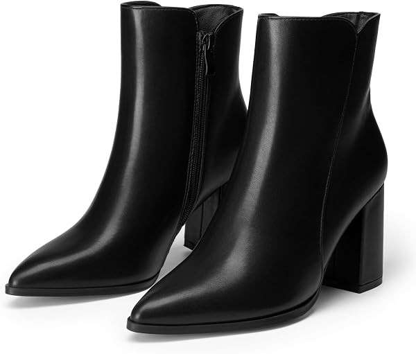 Women's Chunky High Heel Pointed Toe Ankle Booties | Amazon (US)