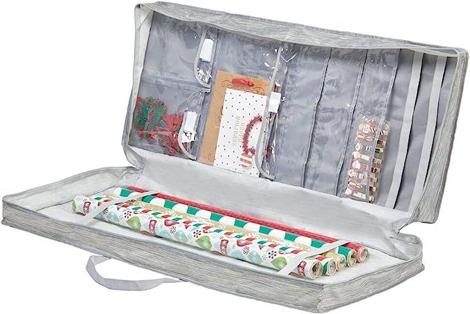 mDesign Soft Stripe Gift Wrap Storage Bag with Handles - Low Profile, Attached 2-Way Zippered Lid... | Amazon (US)