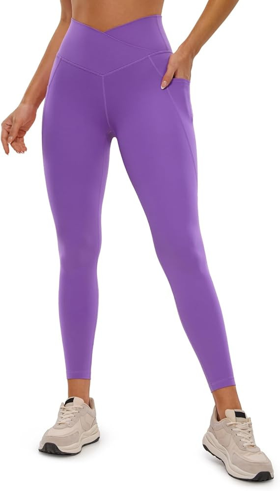 CRZ YOGA Butterluxe Womens Crossover Waist Workout Leggings with Pockets 25" - V Cross High Waist... | Amazon (US)