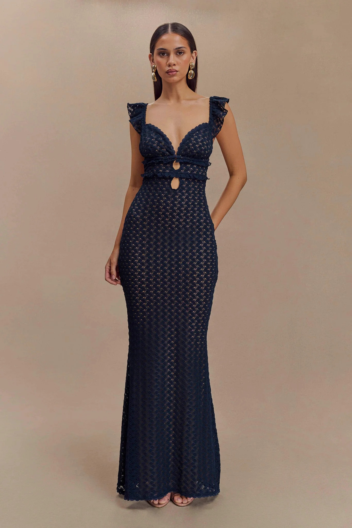 Ezra Lace Maxi Dress - Navy | MESHKI US