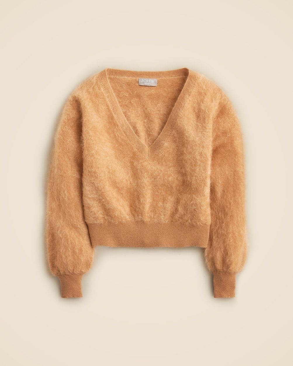 Brushed cashmere cropped V-neck sweater | J. Crew US