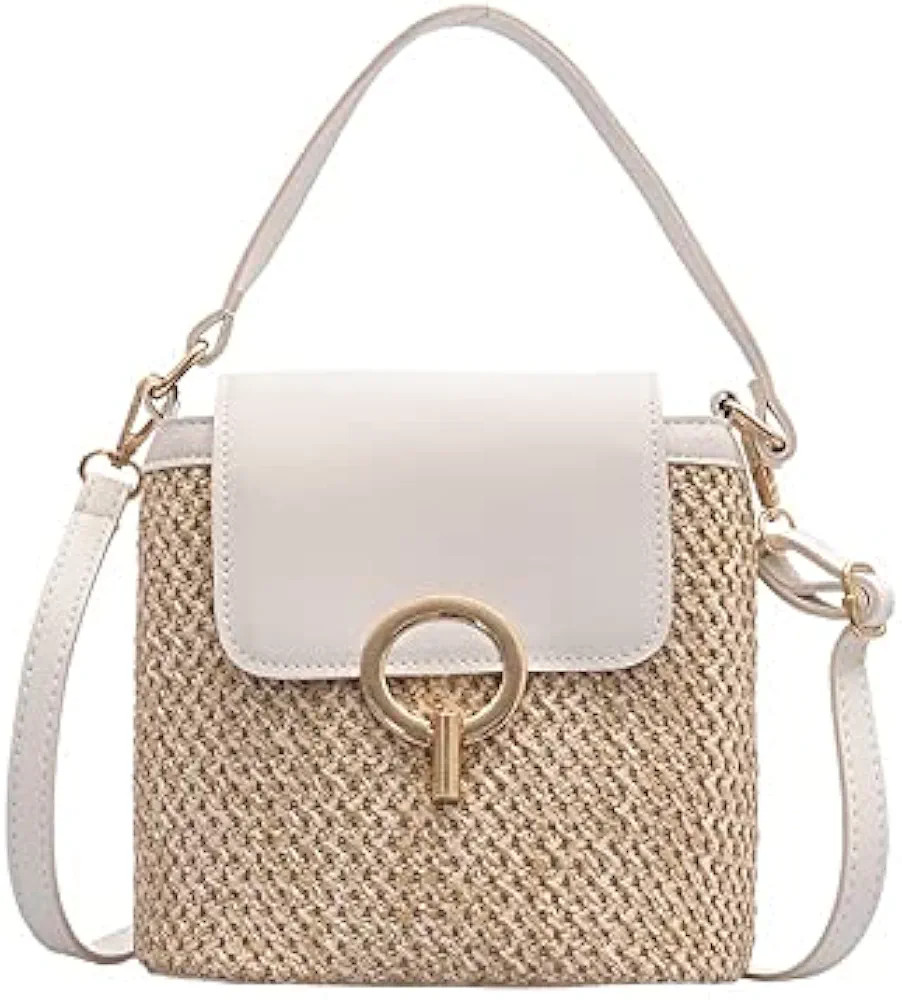 WLTYSM Straw Shoulder Messenger Bags Women's Designer Luxury Woven Bucket Bag Summer Beach Straw ... | Amazon (US)