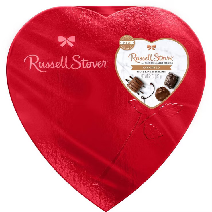 Russell Stover Valentine's Assorted Milk & White Chocolates Heart - 5.1oz | Target