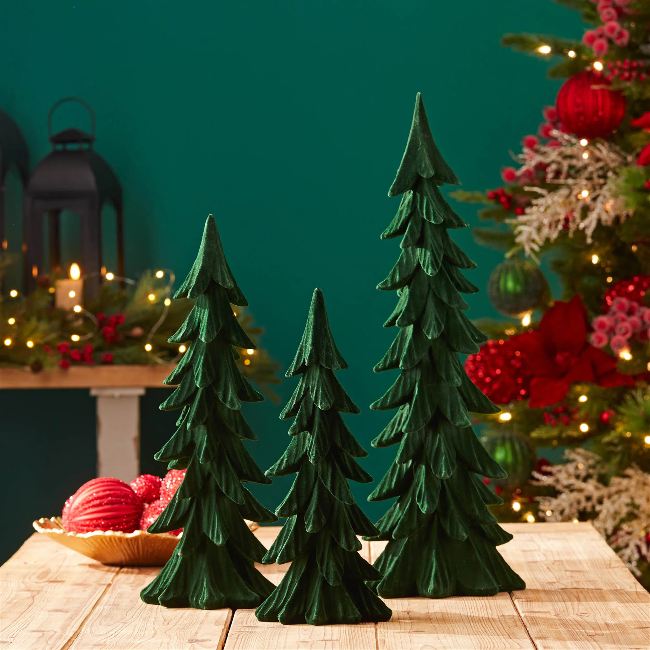 Velvet Pine Tree (Set of 3) (Set of 3) | Joss & Main