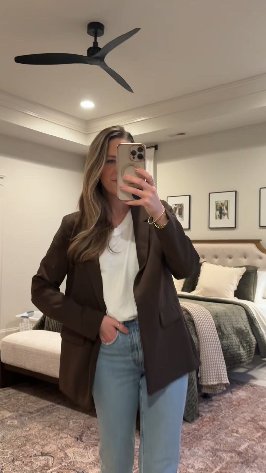 Brown + denim = a current favorite combo 🤎
This brown blazer instantly pulls an outfit together — even if it’s just jeans and a tee kind of day.
• Blazer (S)
• White boyfriend tee
• Abercrombie high-rise loose jeans in light wash (wearing 25R)

Classic, comfortable, and pulled together — basically my capsule wardrobe in one outfit




#LTKootd #LTKWorkwear #LTKmomlife
